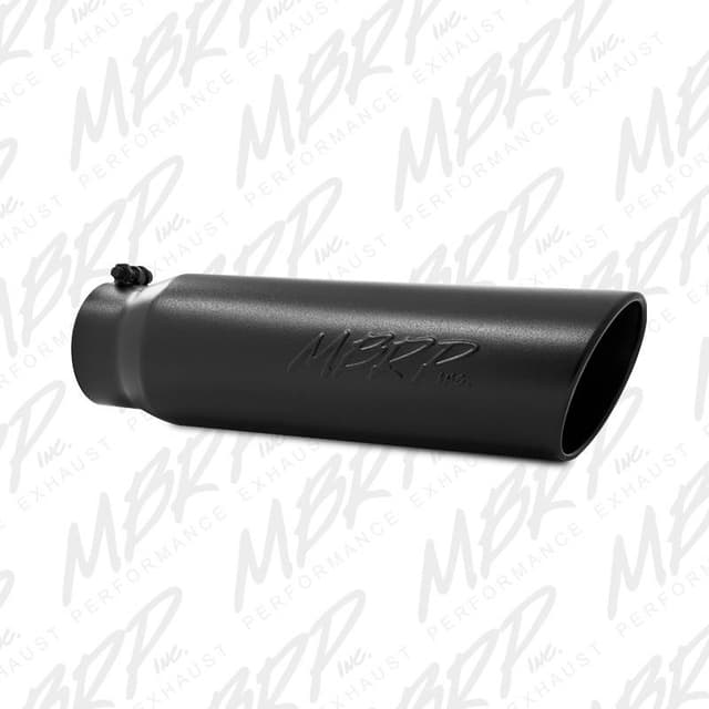 MBRP Universal 5in OD Angled Rolled End 4in Inlet 18in Lgth Black Finish Exhaust Tip - T5124BLK