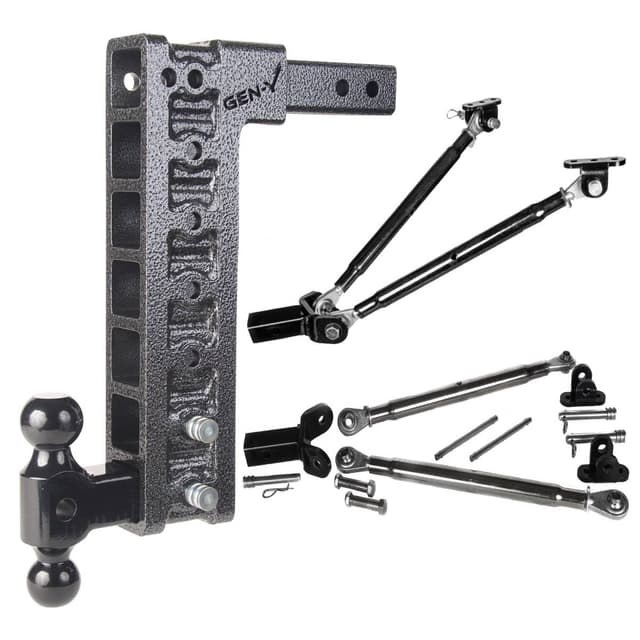 Gen-Y Mega Duty 2in Shank 15in Drop 2K TW 16K Hitch w/GH-051 Dual-Ball/GH-0100 Stabilizer Kit - GH-517
