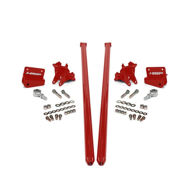 HSP 2001-2010 Chevrolet / GMC 58 inch Bolt On Traction Bars 3.5 inch Axle Diameter Flag Red