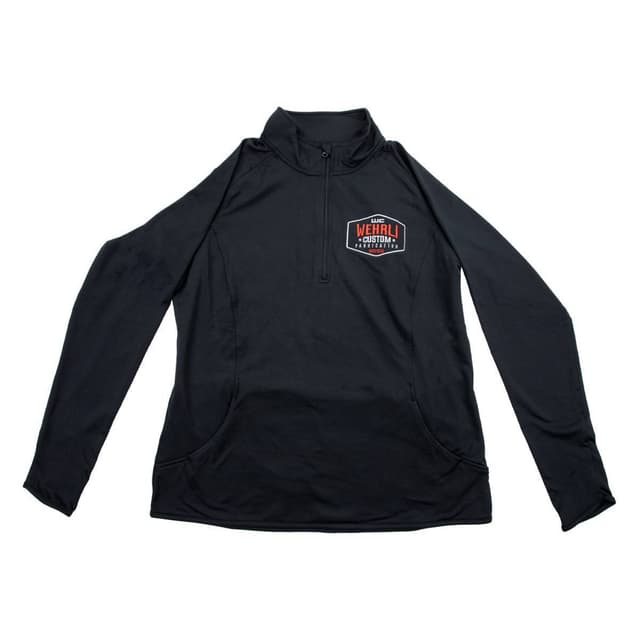 Wehrli Womens Quarter Zip Badge Logo Sport Pullover Shirt