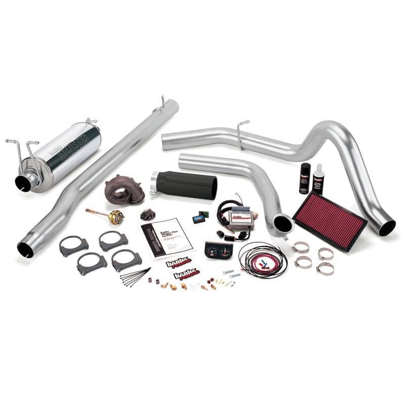 Banks Power 99 Ford 7.3L F250/350 Man Stinger-Plus System - SS Single Exhaust w/ Black Tip - 47523-B