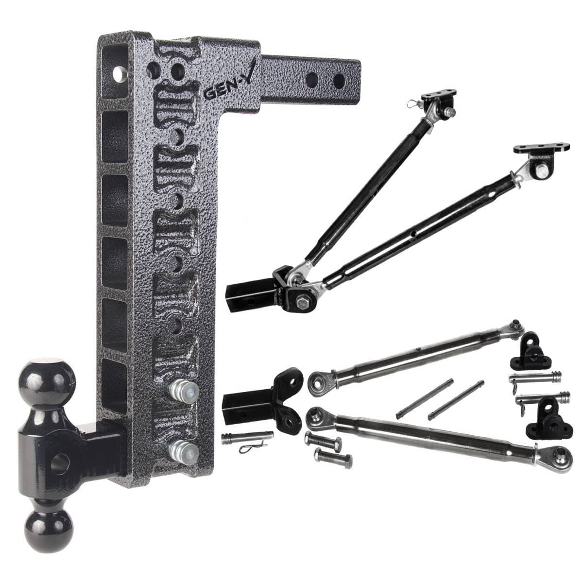 Gen-Y Mega Duty 2in Shank 15in Drop 2K TW 16K Hitch w/GH-051 Dual-Ball/GH-0100 Stabilizer Kit - GH-517