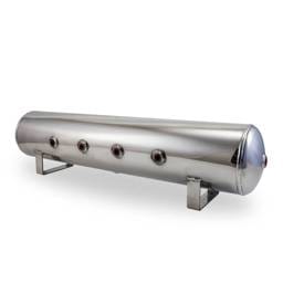 Air Lift 4 Gal Alum Tank - (4) 1/4in Face (2) 3/8in Ports & 1/4in Drain - 30in L X 6in D - Polished - 12957