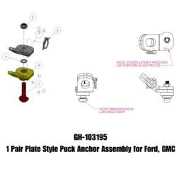 Gen-Y Ford/GMC Plate Style Puck Safety Chain Anchor Assembly - Pair - GH-103195