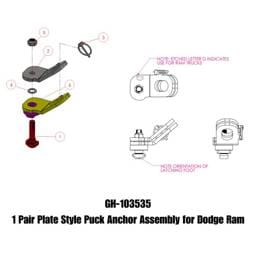 Gen-Y Dodge Plate Style Puck Safety Chain Anchor Assembly - Pair - GH-103535