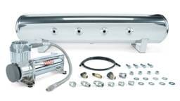 Air Lift 4 Gal. 7-Port Tank w/ Viair 444c Chrome Compressor (Incl. Fittings & Mounting Hardware) - 27803