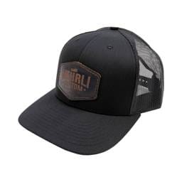 Wehrli Snap Back Hat Black Leather Badge