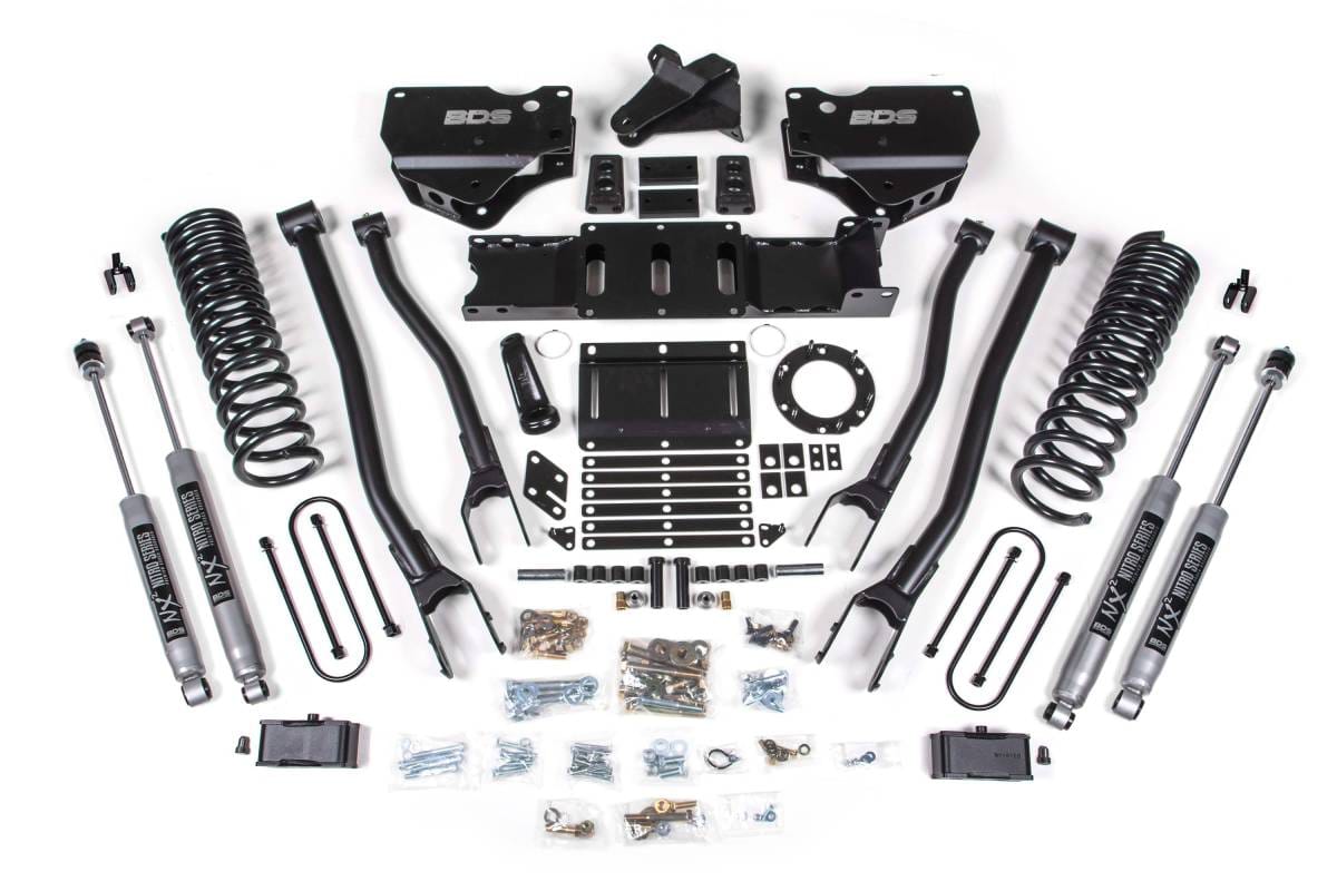 BDS Suspension 2019-2024 Ram 3500 4" 4-Link Suspension Lift, 3" Rear, Block, Diesel w/o overloa - BDS1668FPE