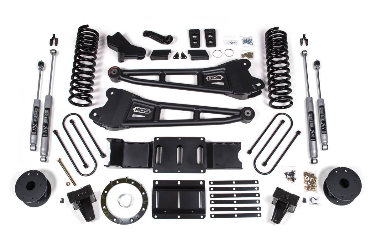 BDS Suspension 2019-2024 Ram 3500 5.5" Radius Arm Gas - 5" Rear Block w/ Air Bag - 6 bolt T-Cas - BDS1726FS
