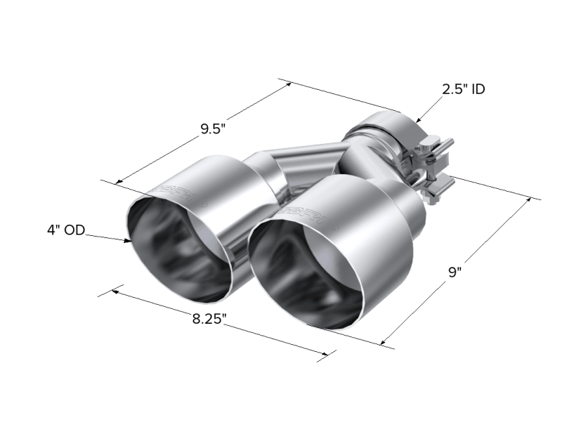 MBRP Universal T304 SS Dual Tip 4in OD/2.5in Inlet - T5177 image 3