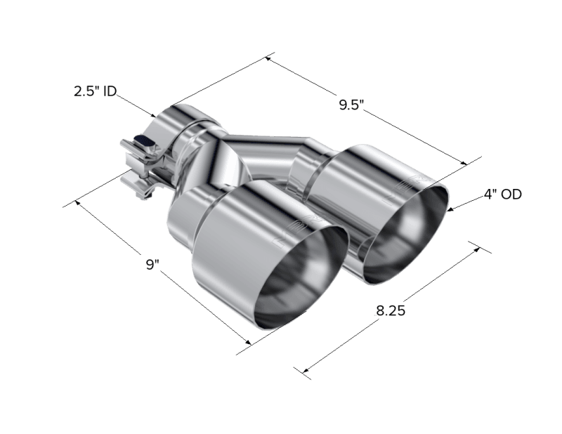 MBRP Universal T304 SS Dual Tip 4in OD/2.5in Inlet - T5178 image 3
