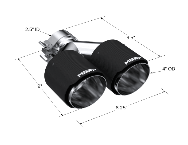 MBRP Universal Carbon Fiber Dual Tip 4in OD/2.5in Inlet - T5178CF image 3