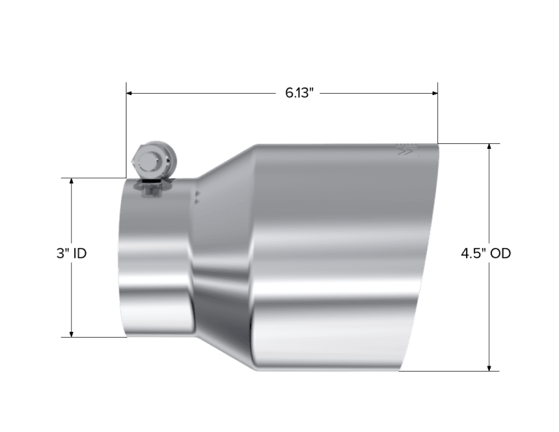 MBRP Universal Stainless Steel Dual Wall Tip 4.5in OD/3in Inlet/6.13in L - T5180 image 2