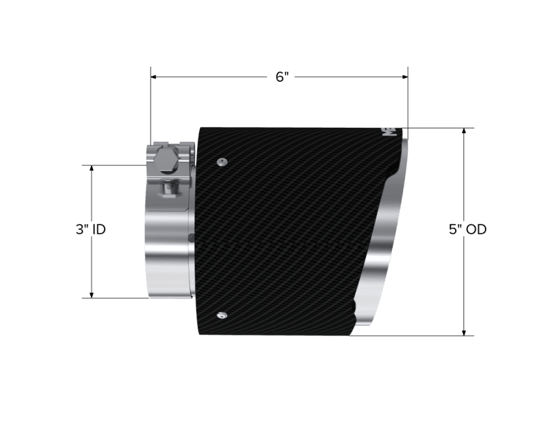 MBRP Universal Carbon Fiber Tip, 3in. ID./5in. OD./ 6.13in L. Angle Cut Dual Wall - T5184CF image 3