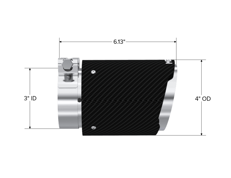 MBRP Universal Carbon Fiber Tip 3in ID / 4in OD Out / 6.13in Length Angle Cut Dual Wall - T5188CF image 3