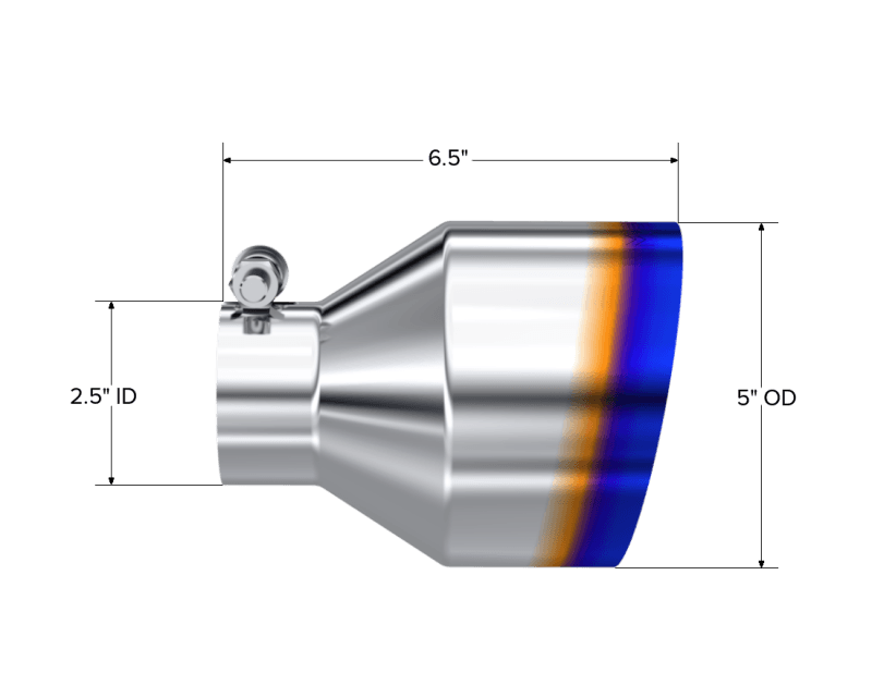 MBRP Univ. T304 Stainless Steel Burnt End Tip 2.5in ID / 5in OD / 6.5in Length Angle Cut Single Wall - T5190BE image 3