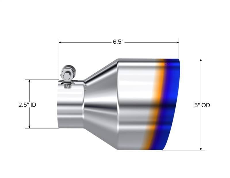 MBRP Univ. T304 Stainless Steel Burnt End Tip 2.5in ID / 5in OD / 6.5in Length Angle Cut Single Wall - T5190BE image 4