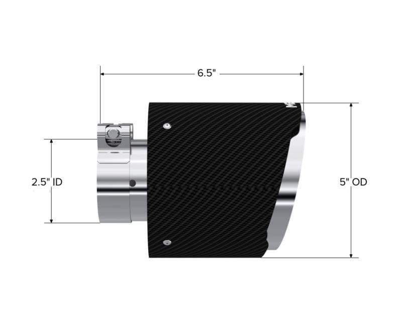 MBRP Universal Carbon Fiber Tip 2.5in ID / 5in OD Out / 6.5in Length Angle Cut Dual Wall - T5190CF image 4