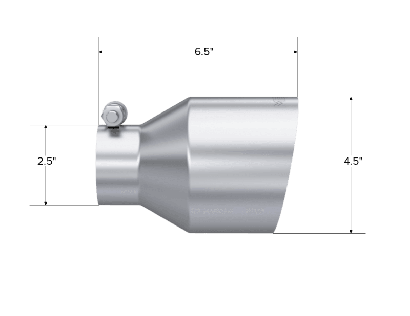 MBRP Universal Stainless Steel Tip 2.5in ID / 4.5in OD Out / 6.5in Length Angle Cut Single Wall - T5191 image 2