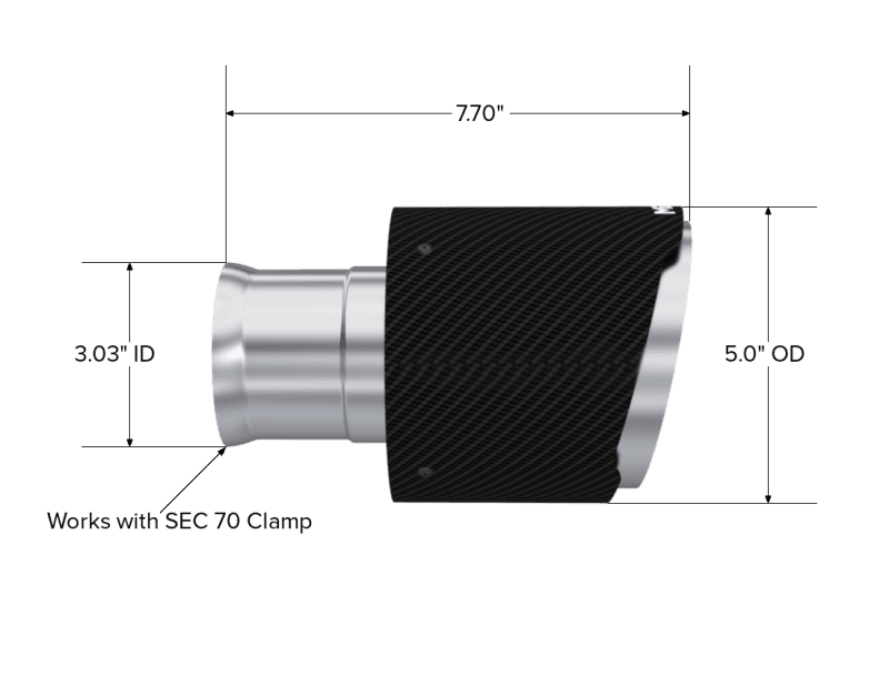 MBRP 15-23 Dodge Charger 5.7L/6.2L/6.4L T304 3in ID / 5in OD Out / 8in Length Angle Cut Carbon Tip - T5197CF image 2