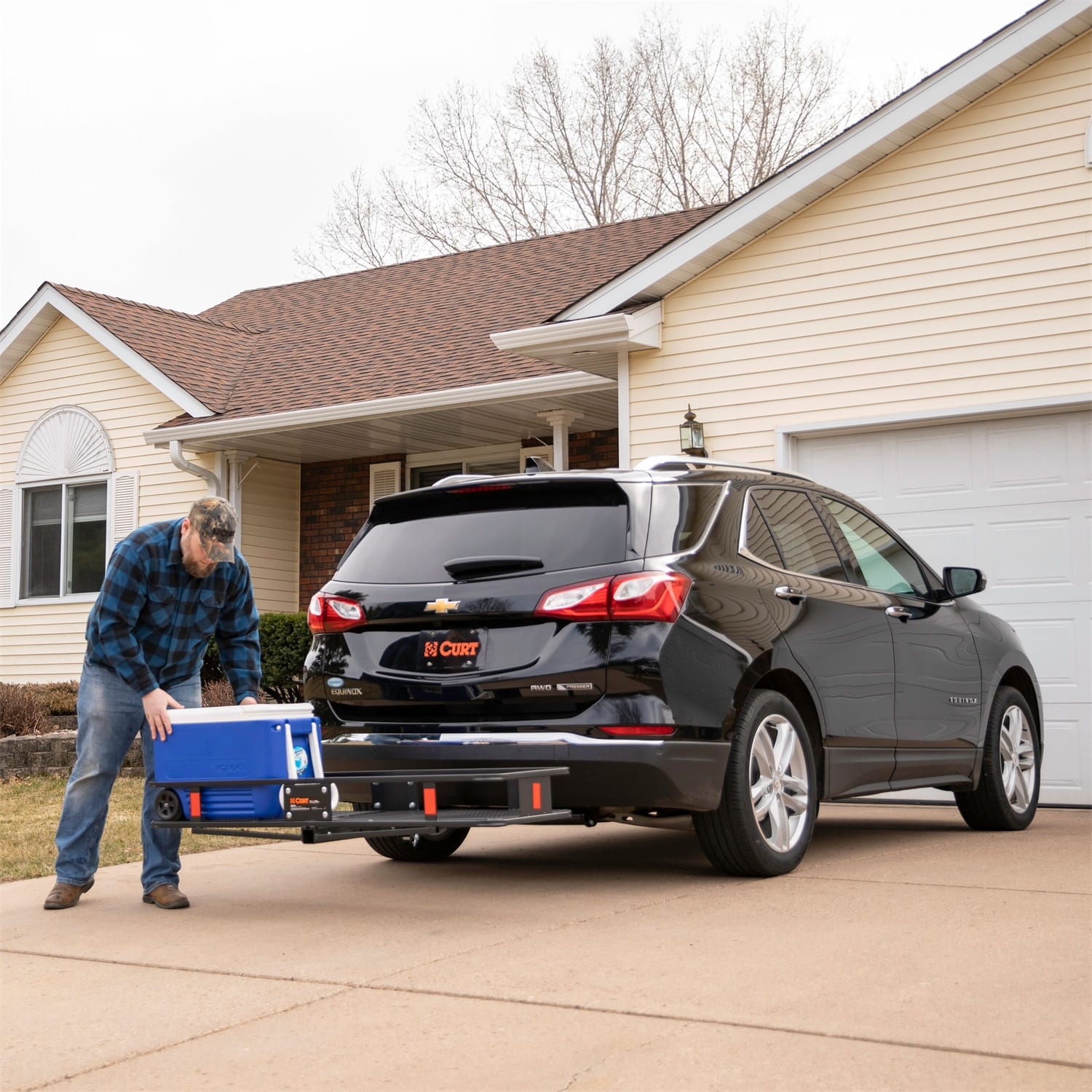 60in. x 20in. Black Steel Basket Cargo Carrier (Folding 2in. Shank; 500 lbs.) thumbnail 3
