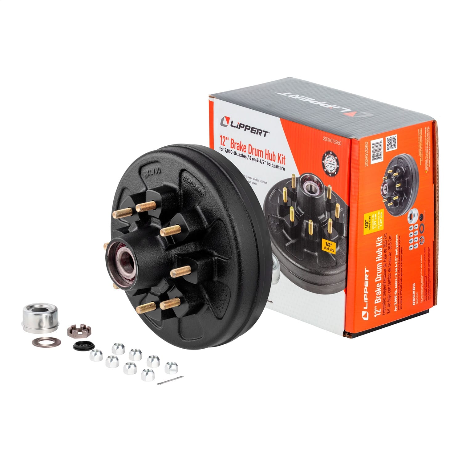 12in. Brake Hub Complete Kit with Installed Bearings; 7;000-lb. Axles