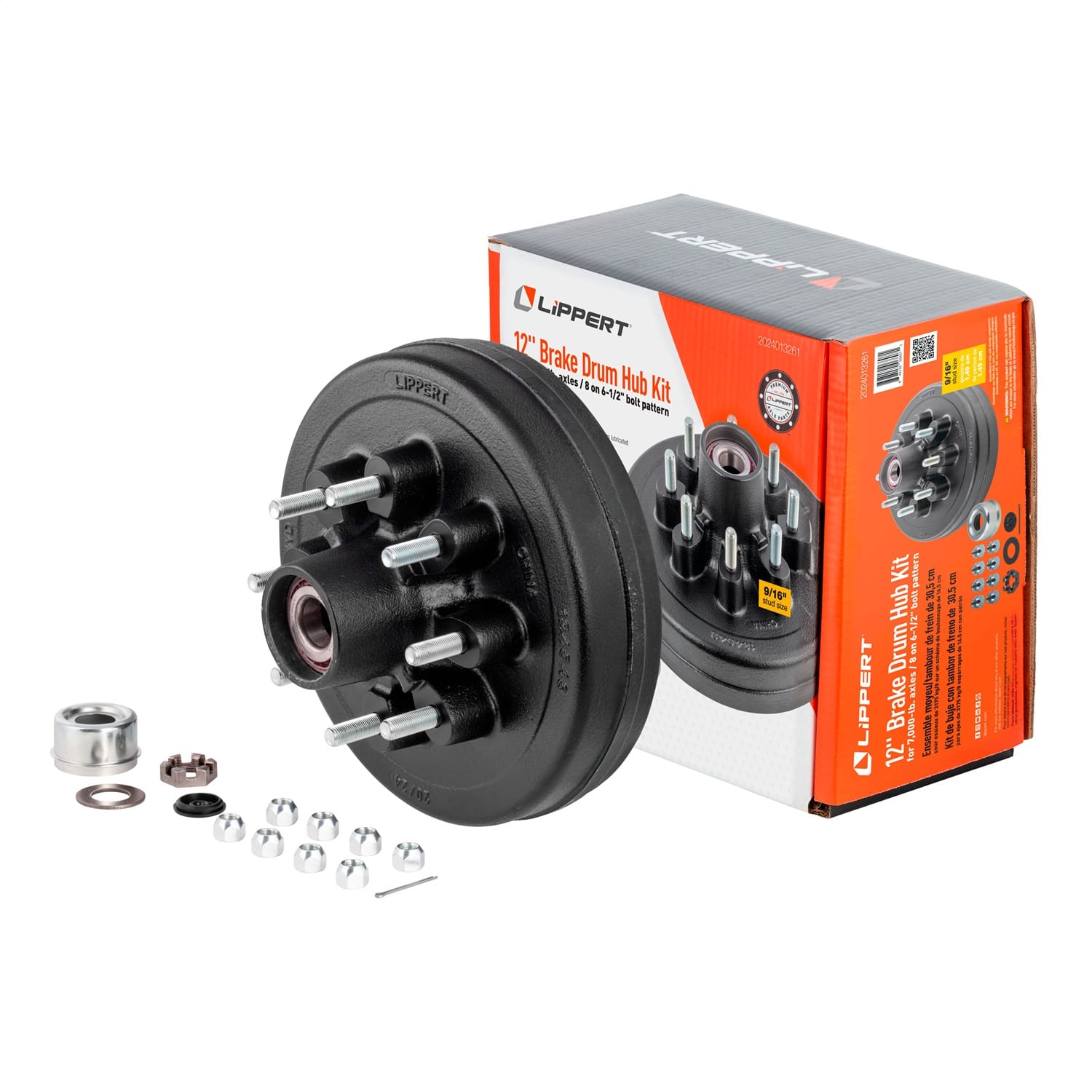 12in. Brake Hub Complete Kit with Installed Bearings; 7;000-lb. Axles