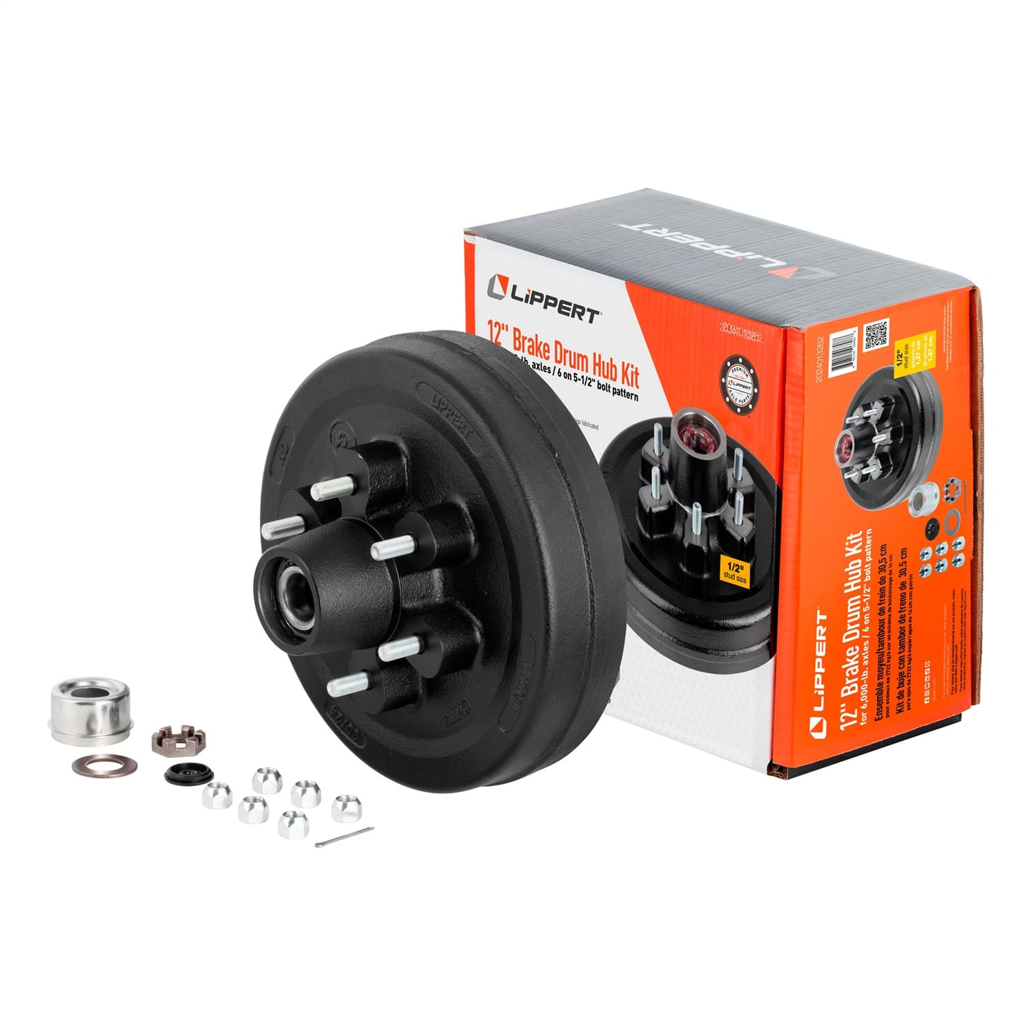 12in. Brake Hub Complete Kit with Installed Bearings; 6;000-lb. Axles