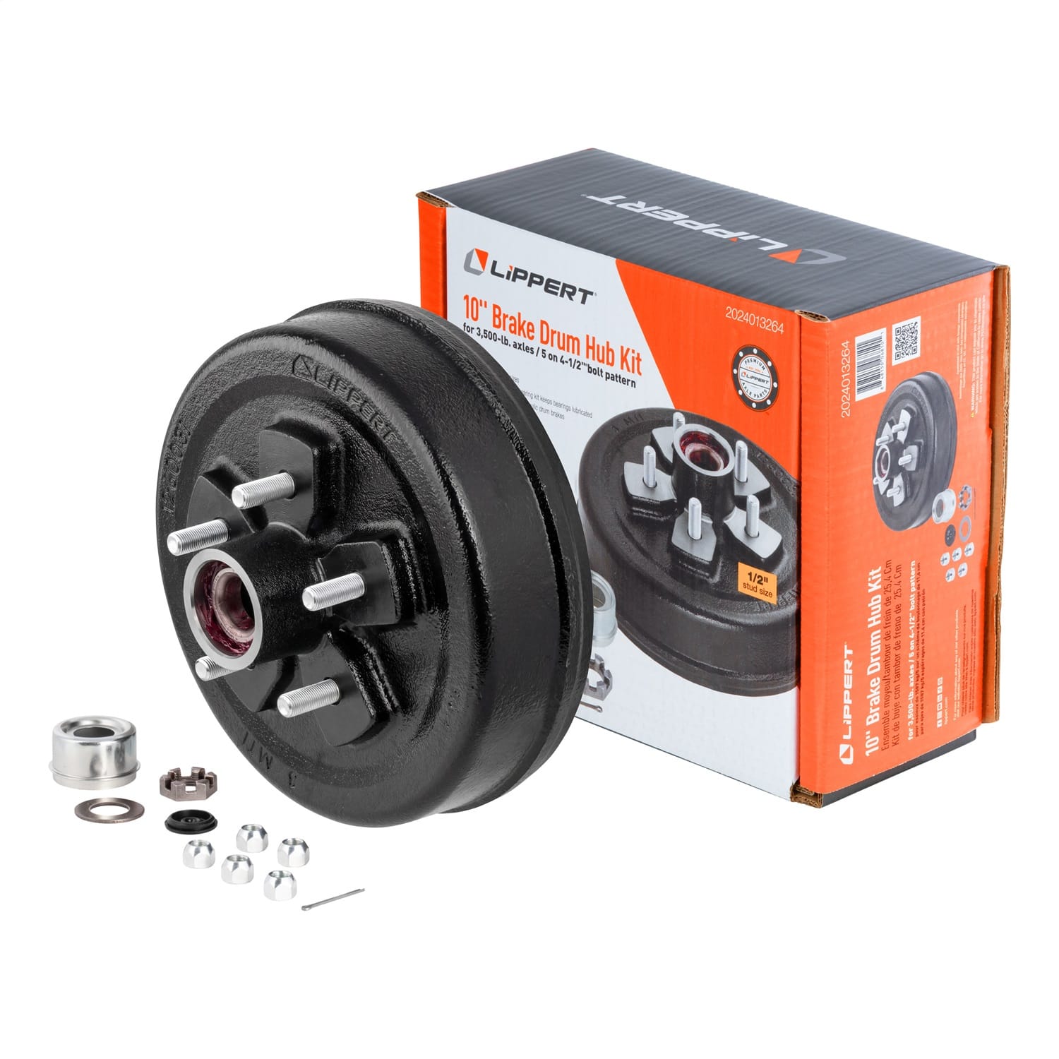 10in. Brake Hub Complete Kit with Installed Bearings; 3;500-lb. Axles