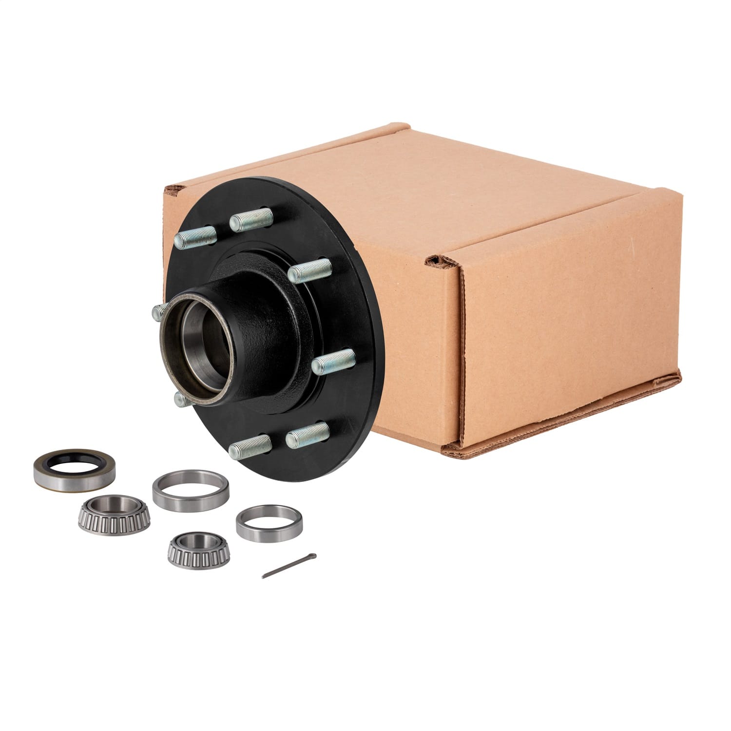 Idler Hub with Races/Wheel Studs; 7;000-lb. Axles; 8 on 6-1/2in. Bolt Pattern