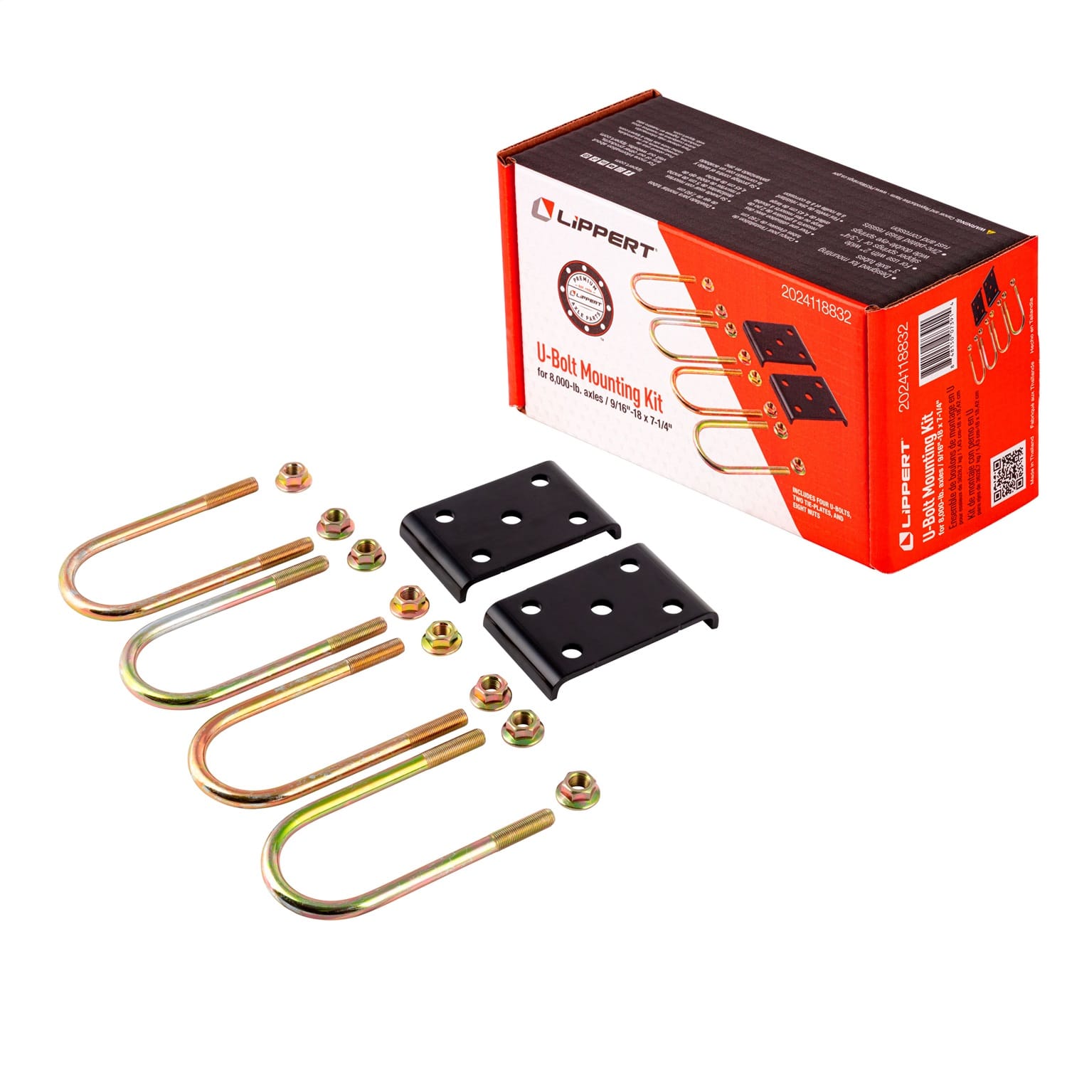Trailer Axle U-Bolt Mounting Kit; 8;000-lb. Axles; 3in. Tube; 9/16in.-18 Thread thumbnail 2