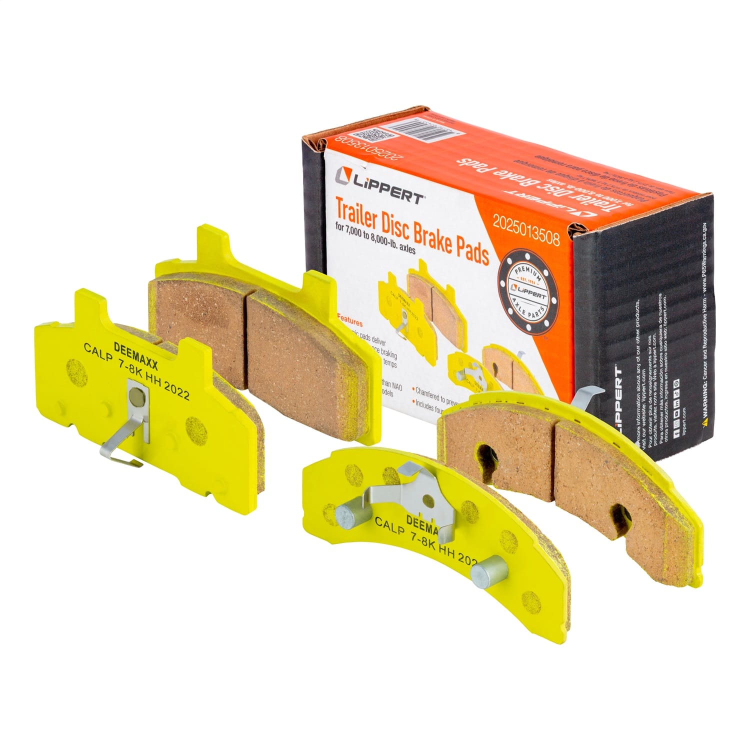 Trailer Disc Brake Pads; 7;000-8;000-lb. Axles; 4 Pack