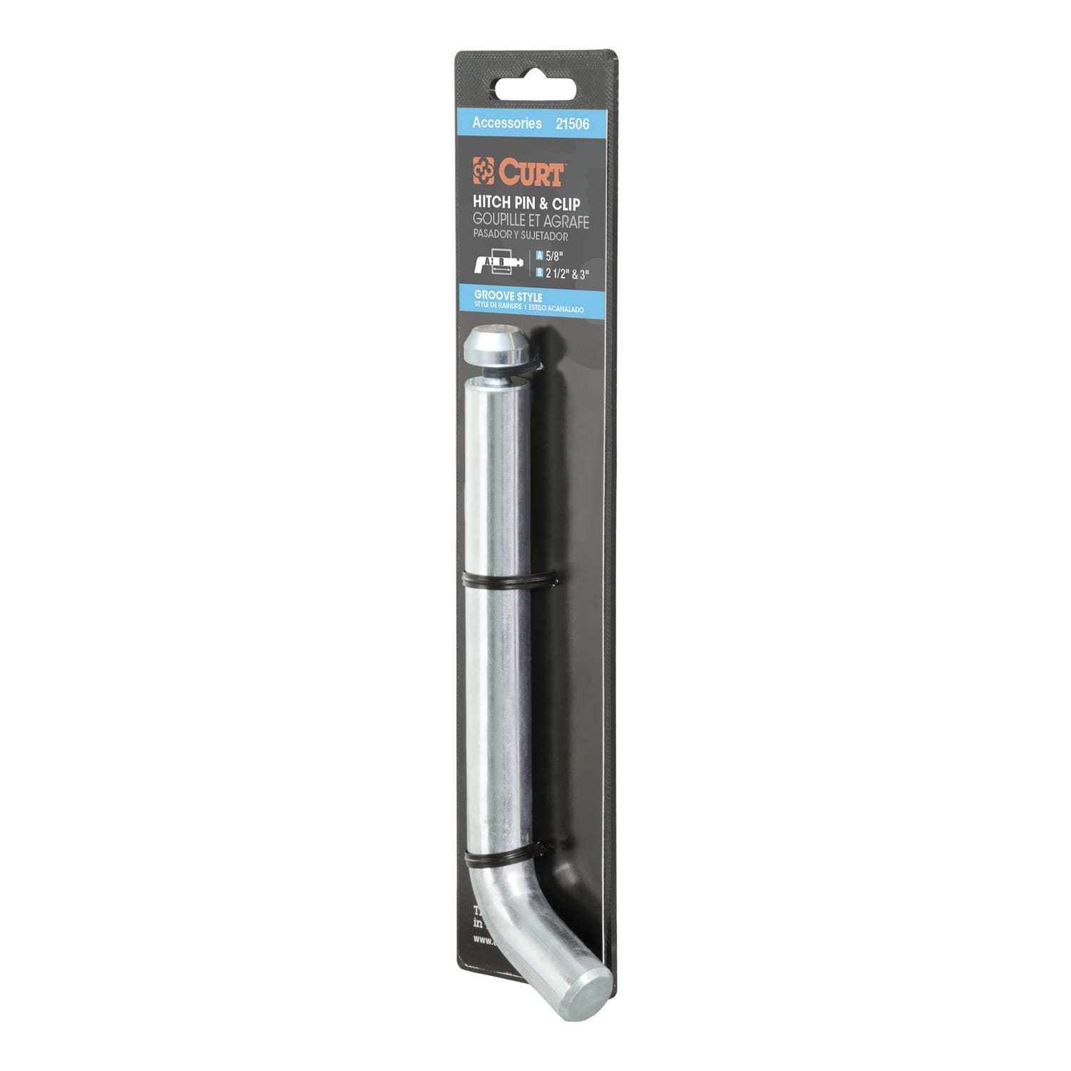 Heavy-Duty 5/8in. Hitch Pin with Groove (2-1/2in. or 3in. Receiver; Zinc; Packag thumbnail 2