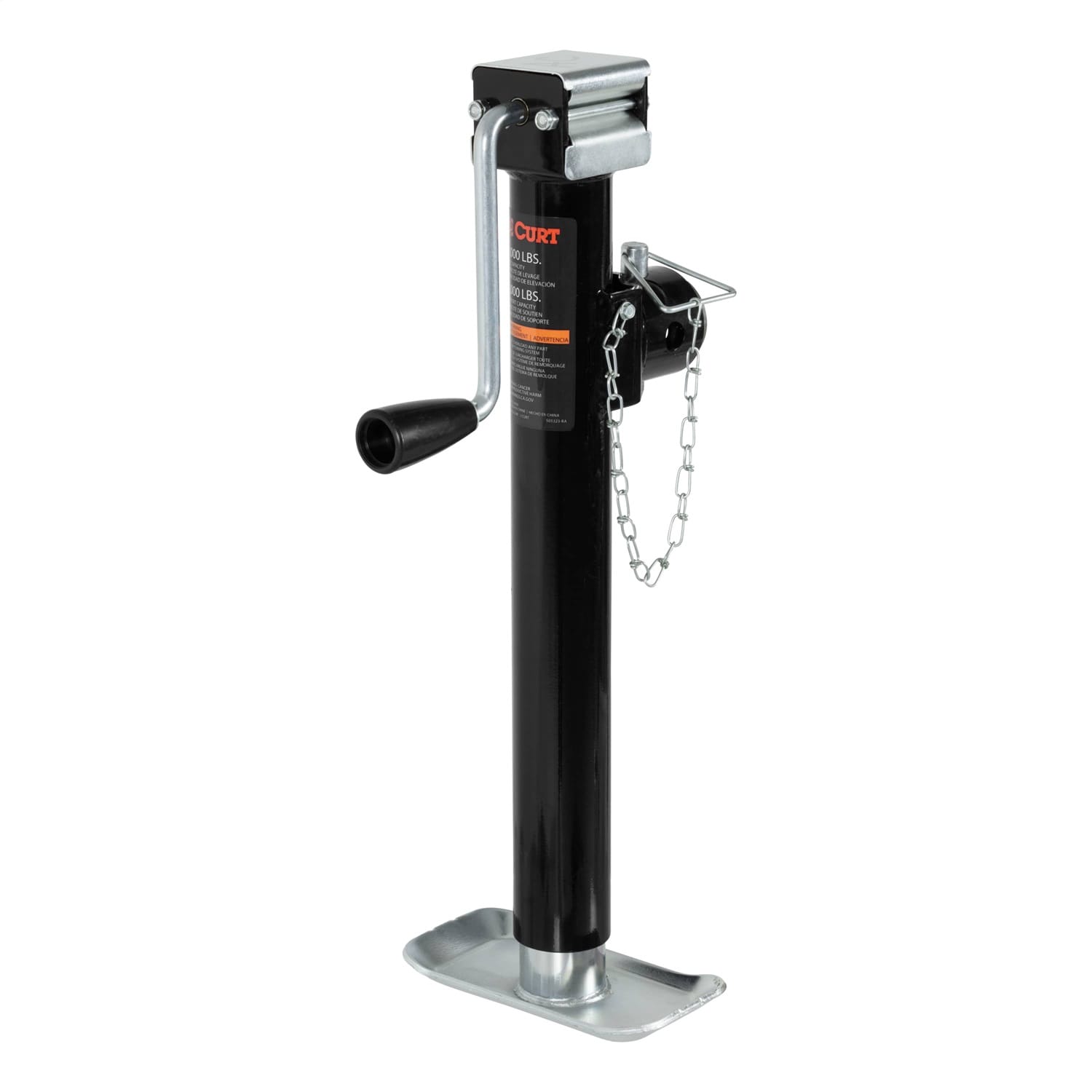 Pipe-Mount Swivel Trailer Jack with Side Handle (5;000 lbs; 15in. Travel)