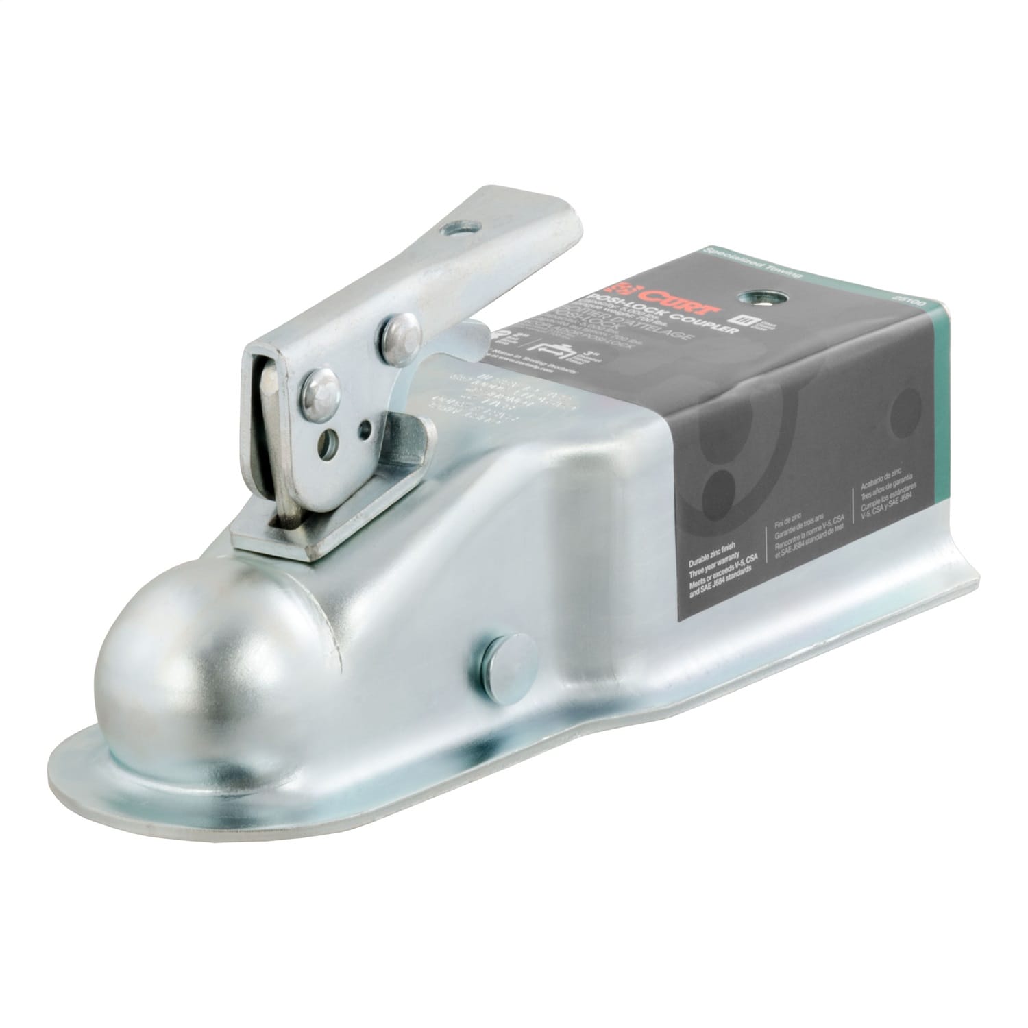 2in. Straight-Tongue Coupler with Posi-Lock (3in. Channel; 5;000 lbs; Zinc)