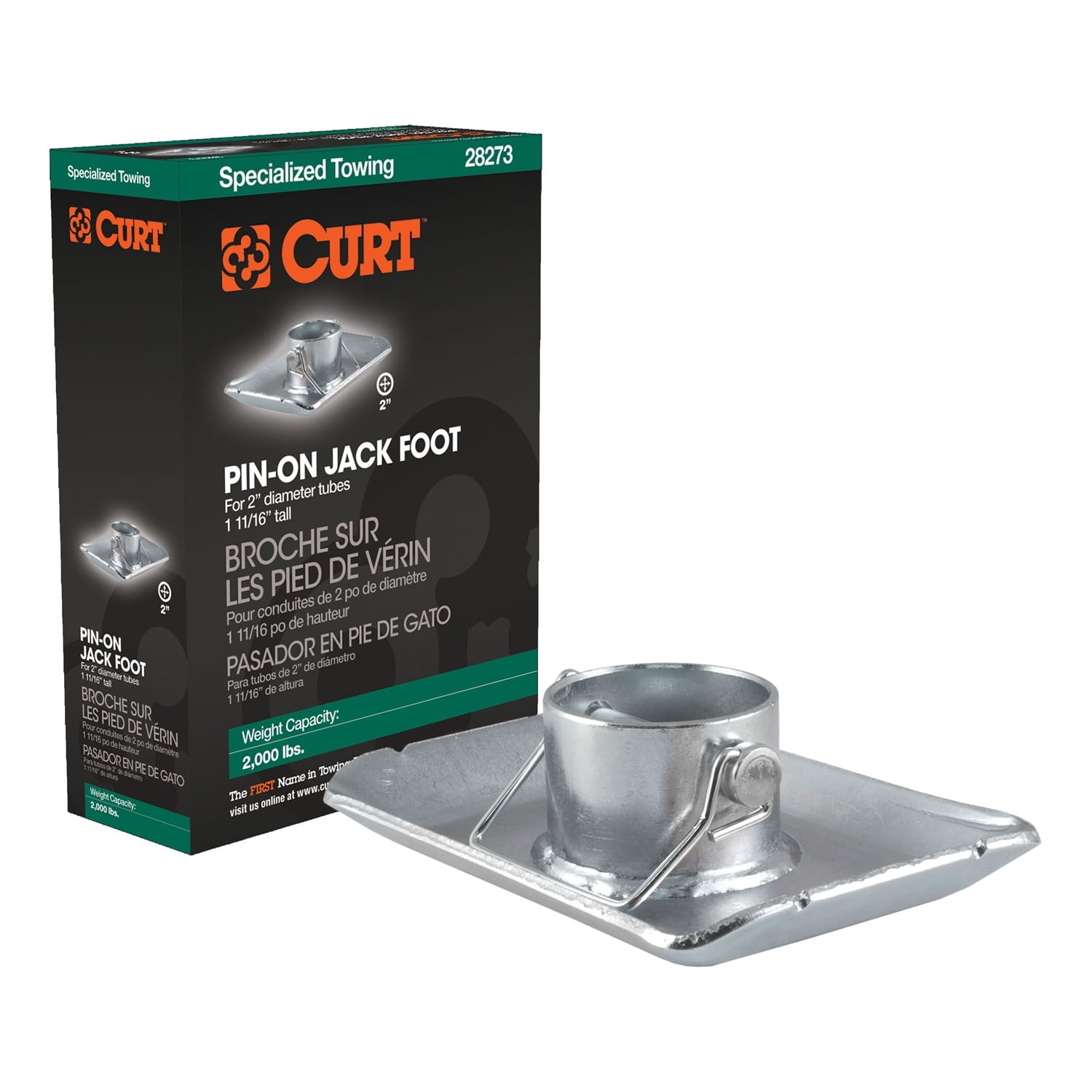 Pin-On Jack Foot (Fits 2in. Tube; 2;000 lbs; 1-11/16in. Height; Packaged) thumbnail 2