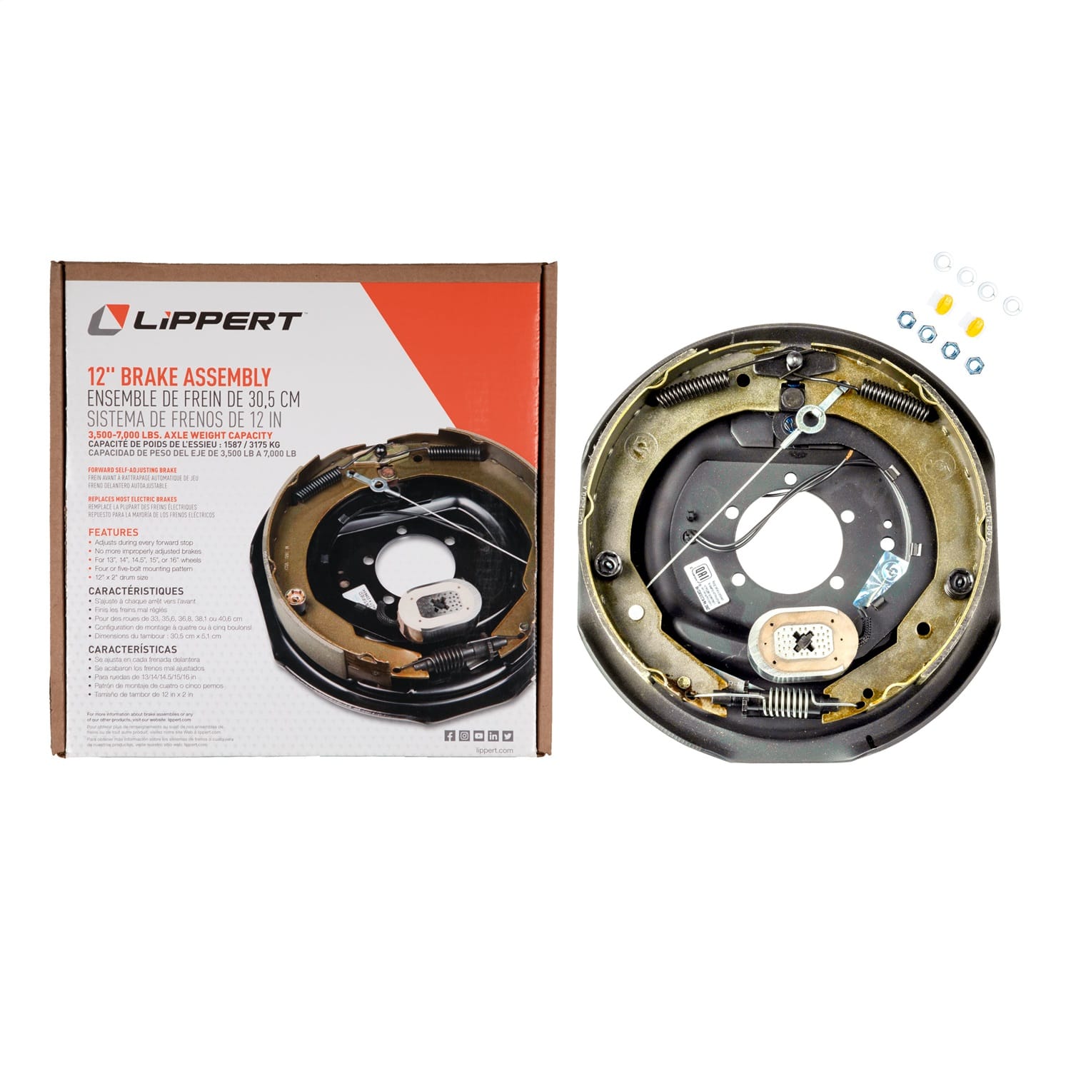 Forward Self-Adjusting Trailer Brake Assembly; 12in. x 2in.; 5 Bolt; Left thumbnail 3