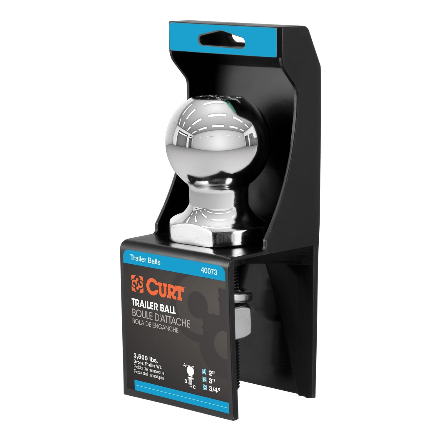 2in. Trailer Ball (3/4in. x 3in. Shank; 3;500 lbs.; Chrome; Packaged) thumbnail 2