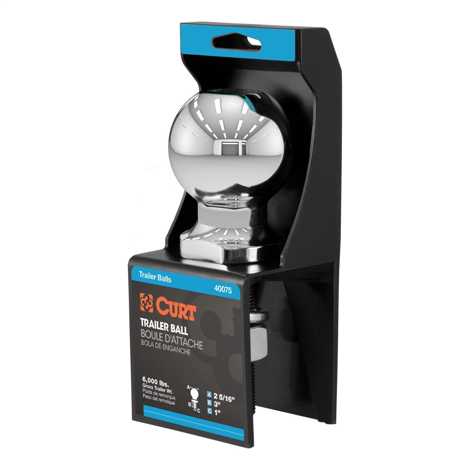 2-5/16in. Trailer Ball (1in. x 3in. Shank; 6;000 lbs.; Chrome; Packaged) thumbnail 2