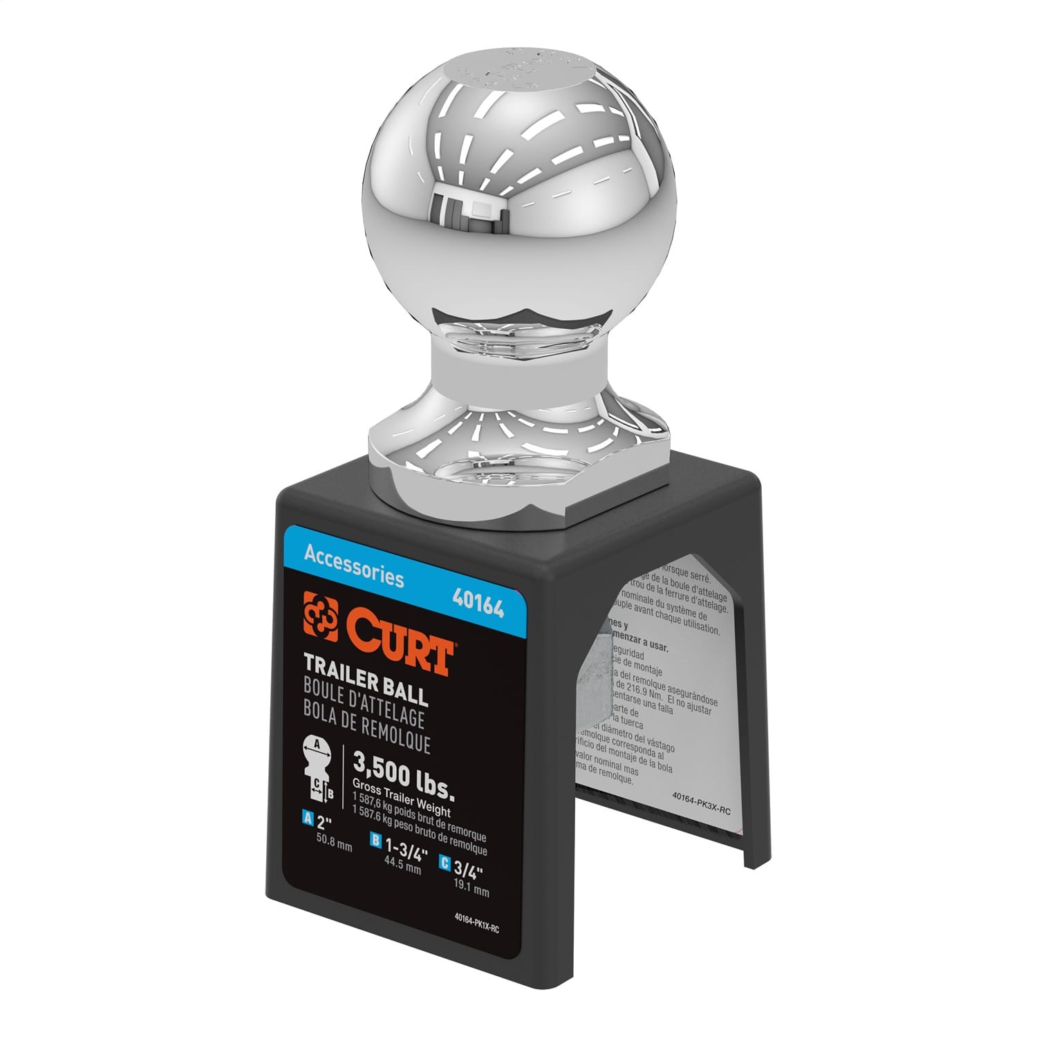 2in. Trailer Ball (3/4in. x 1-3/4in. Shank; 3;500 lbs.; Chrome; Packaged) thumbnail 2