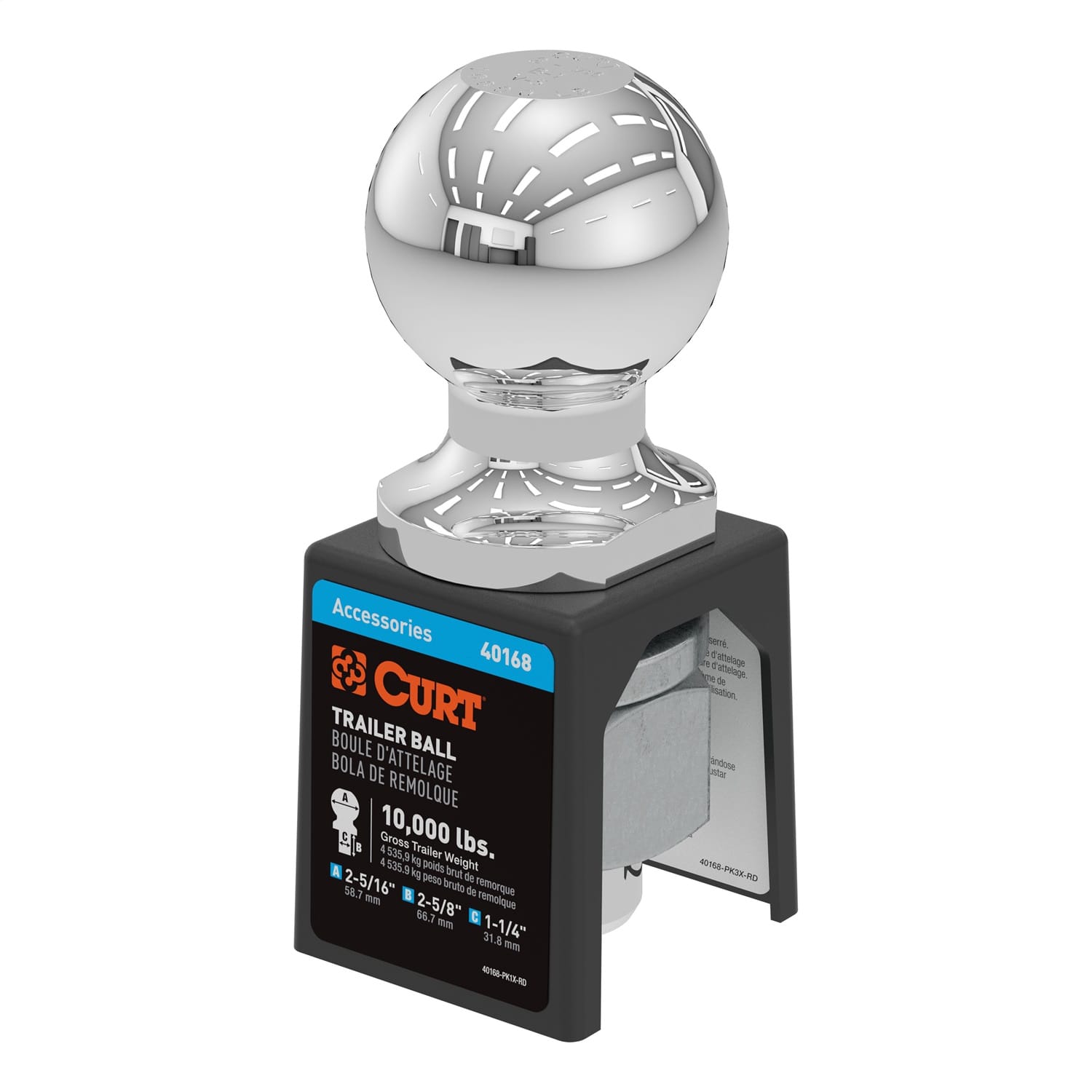 2-5/16in. Trailer Ball (1-1/4in. x 2-5/8in. Shank; 10;000 lbs.; Chrome; Packaged thumbnail 2