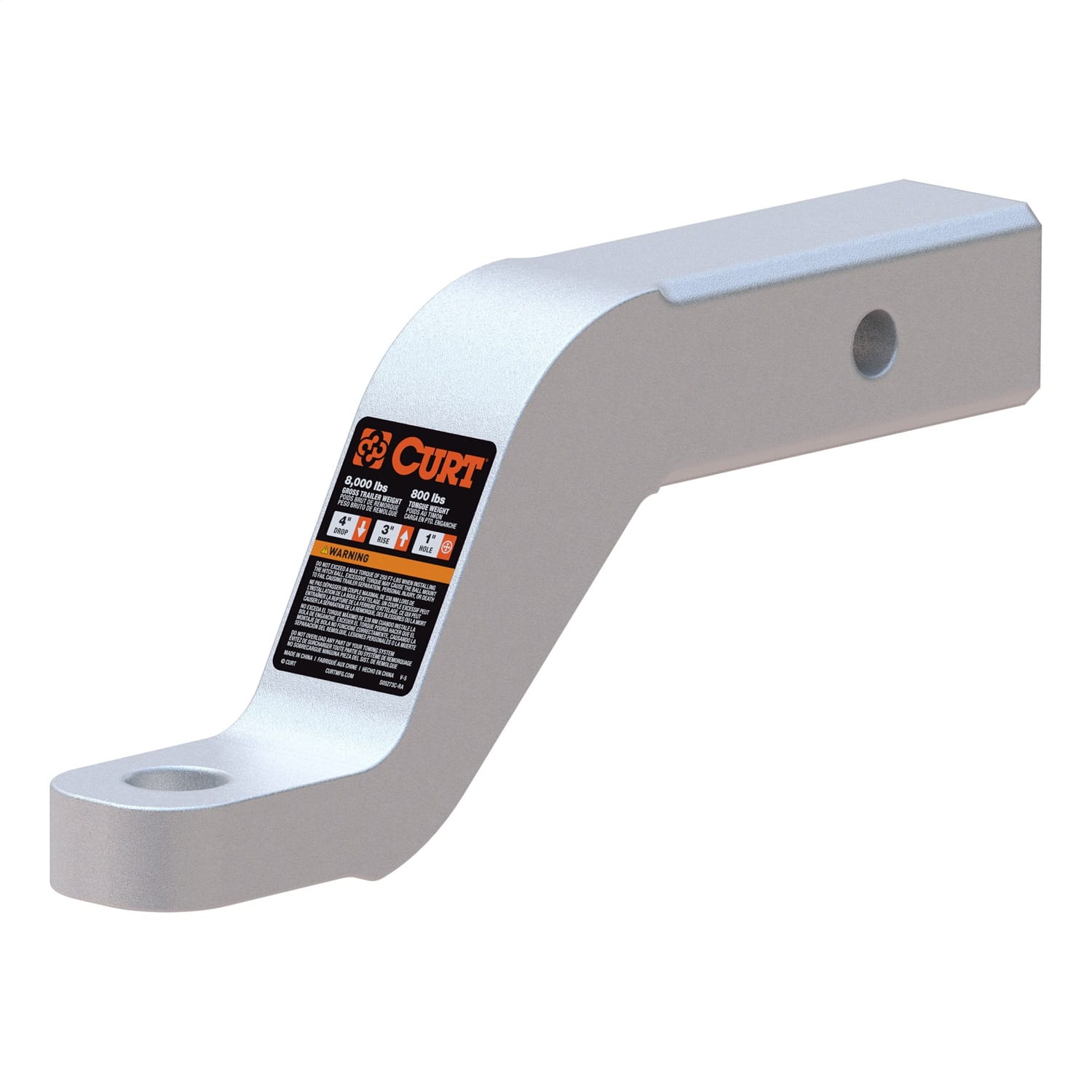 Aluminum Ball Mount (2in. Shank; 8;000 lbs; 4in. Drop; 8-1/2in. Long)