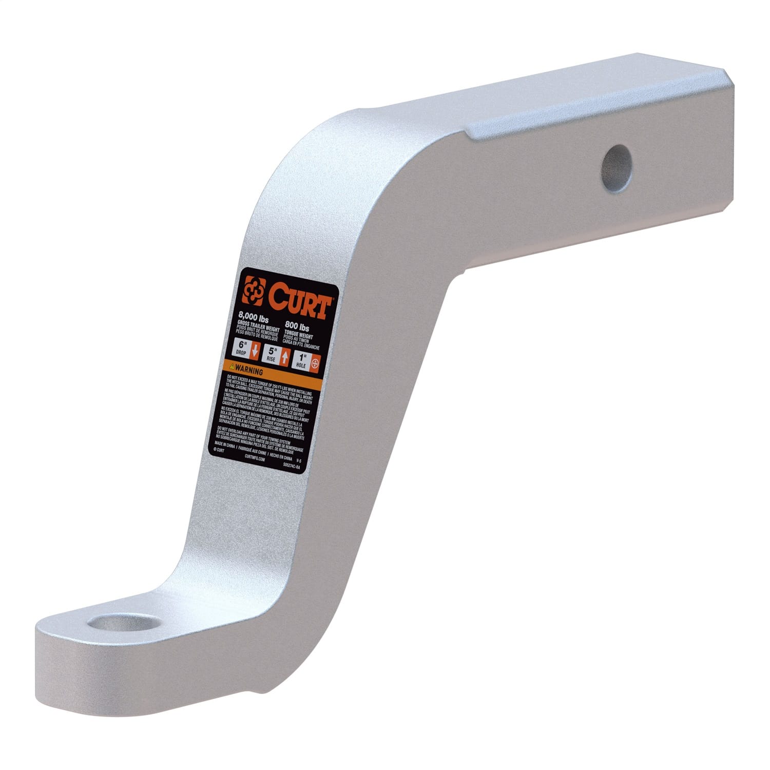 Aluminum Ball Mount (2in. Shank; 8;000 lbs; 6in. Drop; 8-1/2in. Long)
