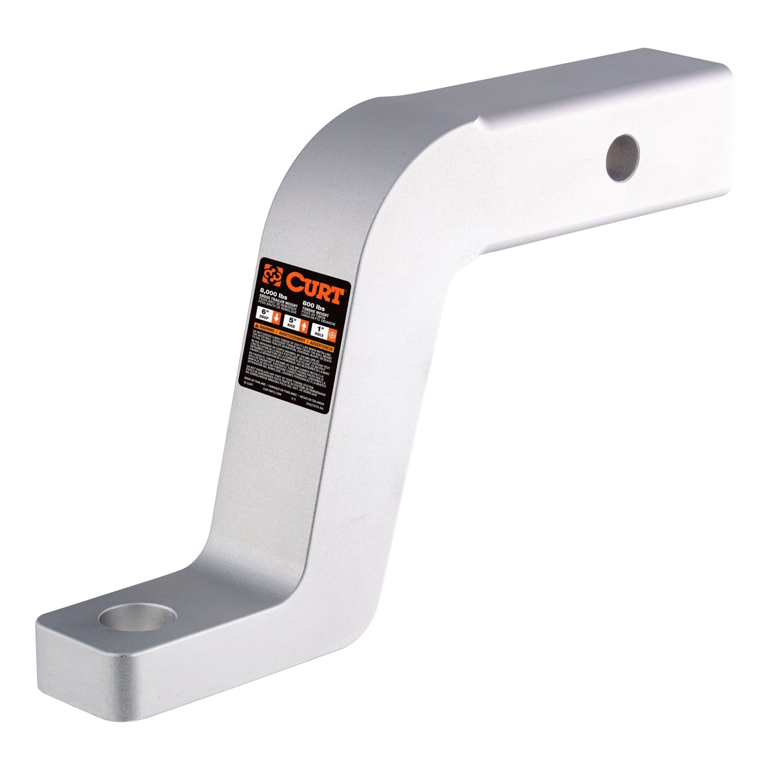 Aluminum Ball Mount (2in. Shank; 8;000 lbs; 6in. Drop; 8-1/2in. Long)