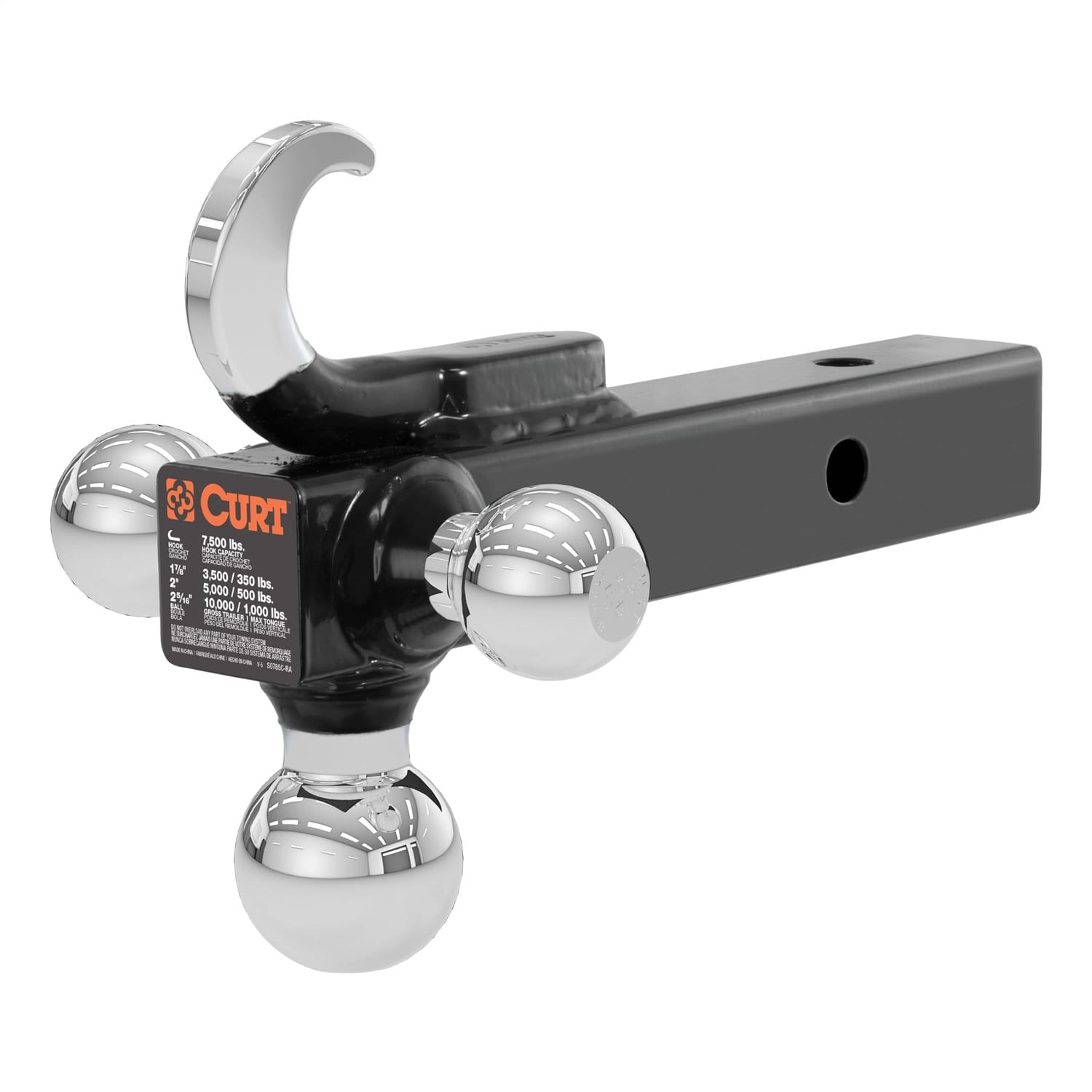 Multi-Ball Mount with Hook (2in. Solid Shank; 1-7/8in.; 2in./2-5/16in. Chrome Ba