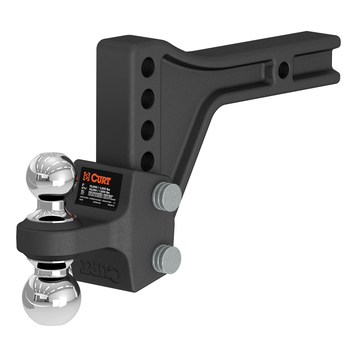 Adjustable Trailer Hitch Ball Mount with Dual Ball; 2in. Shank; 15K thumbnail 2