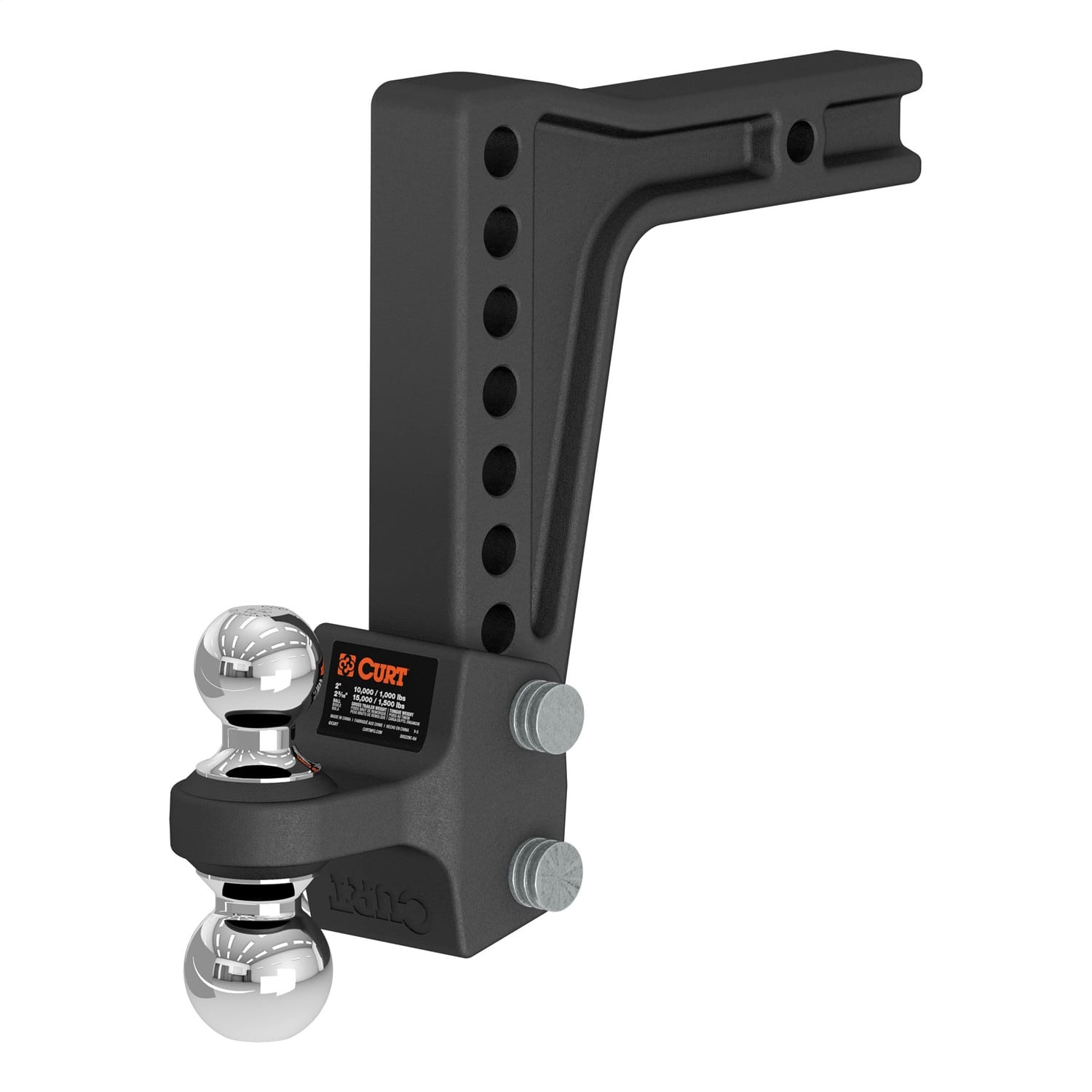 Deep-Drop Adjustable Trailer Hitch Ball Mount with Dual Ball; 2in. Shank; 15K thumbnail 2