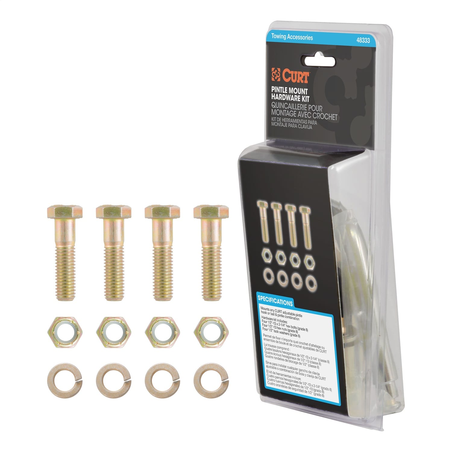 Pintle Mount Hardware Kit (1/2in.; Grade 8; Yellow Zinc) thumbnail 2