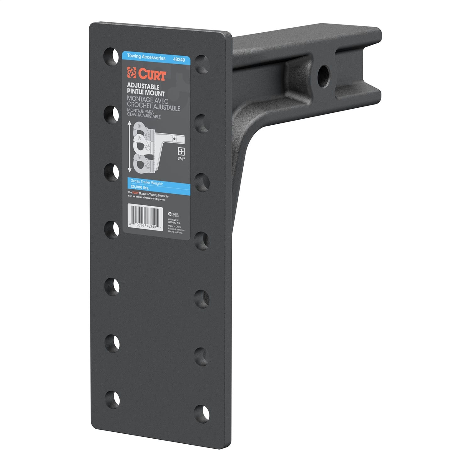 Adjustable Pintle Mount (2-1/2in. Shank; 20;000 lbs.; 12-1/2in. High; 10-3/4in.