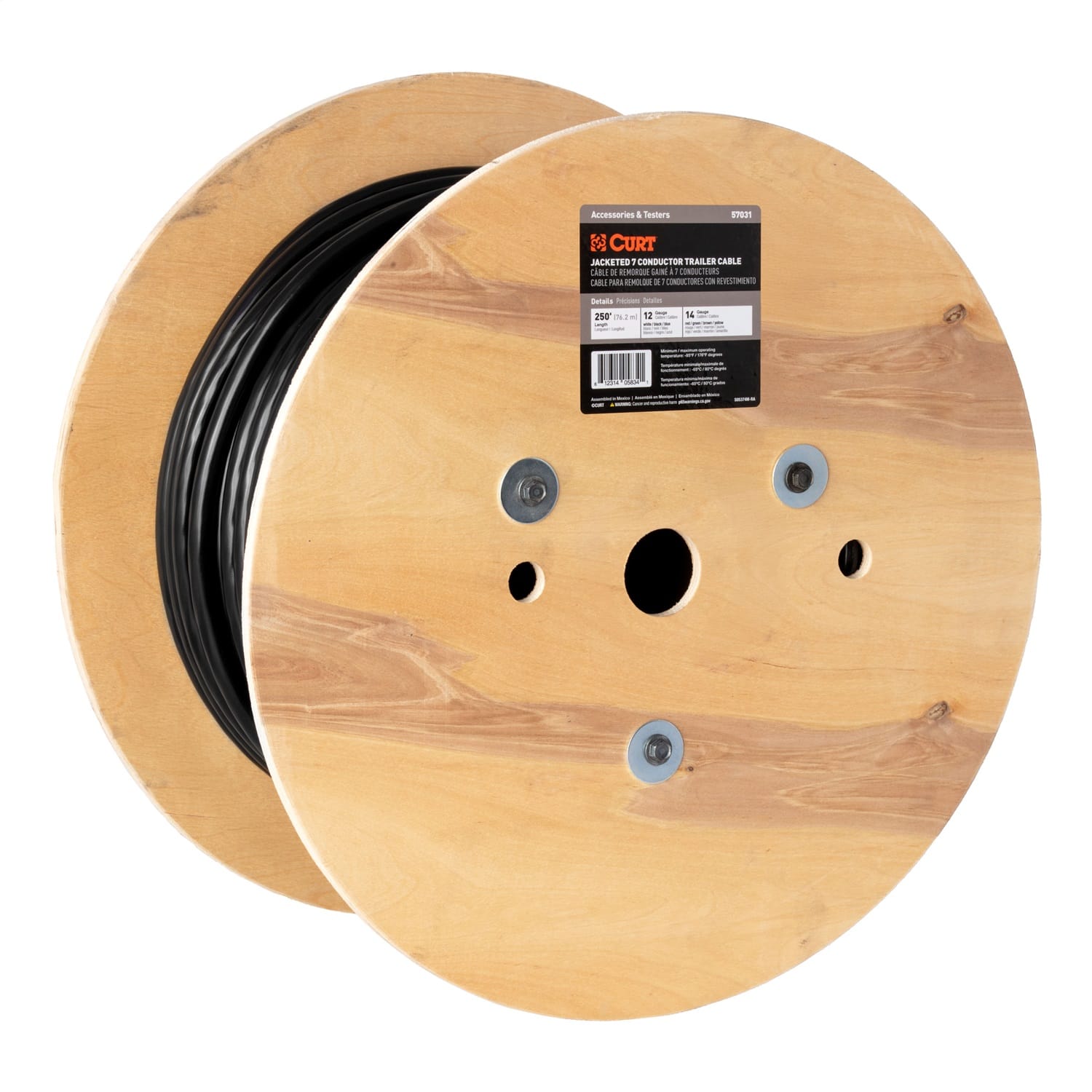 7-Wire Trailer Cable Wiring; 250ft. Spool; 12/14 Gauge Wire